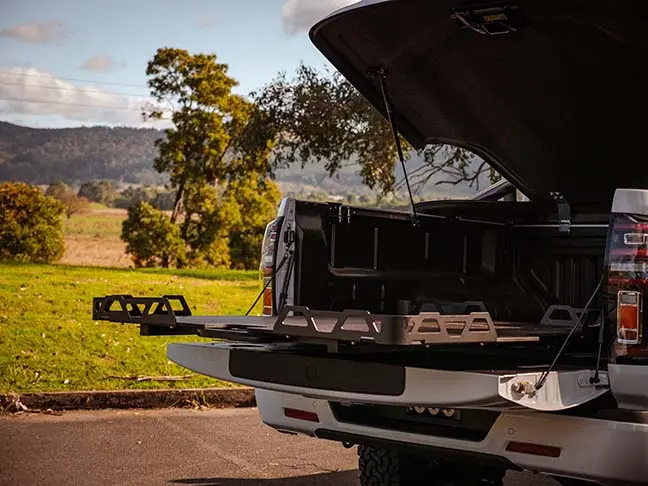 Ford Ranger Tray: HSP Load Slide heavy-duty tray slide in the ute tub on a Ford Ranger PX