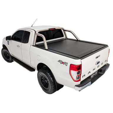 Ford Ranger PX Space Cab with HSP Electric Roller Cover and genuine A-frame sports bar compatibility – electric tonneau cover with OEM sports bar integration