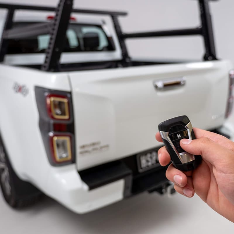 HSP Tailgate Lock: Tail Lock fitted to the tailgate for secure locking on an Isuzu D-Max