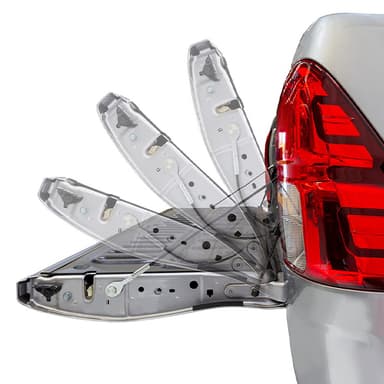 HSP Tail Assist fitted to ute tailgate showing controlled soft lowering motion through multiple open positions