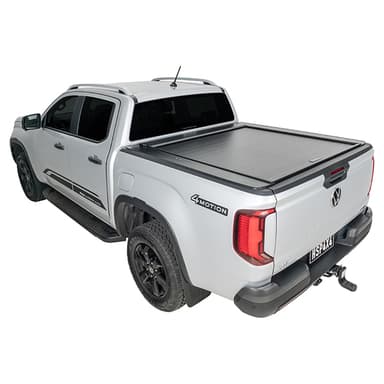 2023+ Volkswagen Amarok fitted with roller shutter, providing secure and low-profile tub coverage for trade and touring applications.