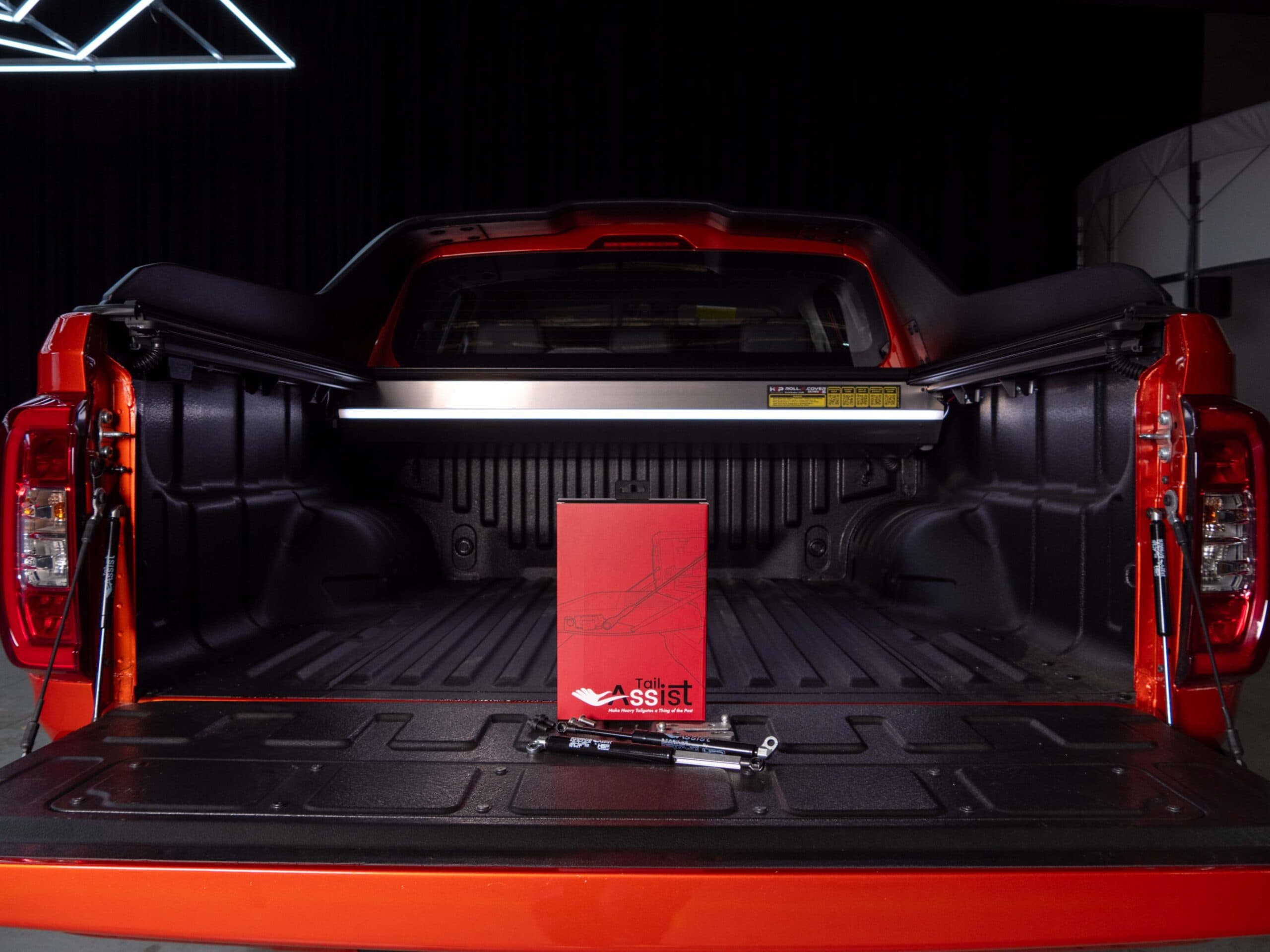 Ute Tailgate Assist: Australian-made HSP Tail Assist fitted to the tailgate for controlled opening