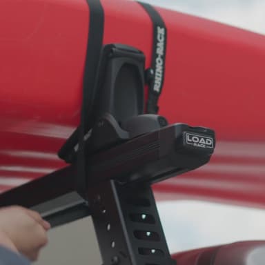 HSP Ute Ladder Rack showcasing compatibility with Rhino Rack products as it's holding a canoe/kayak