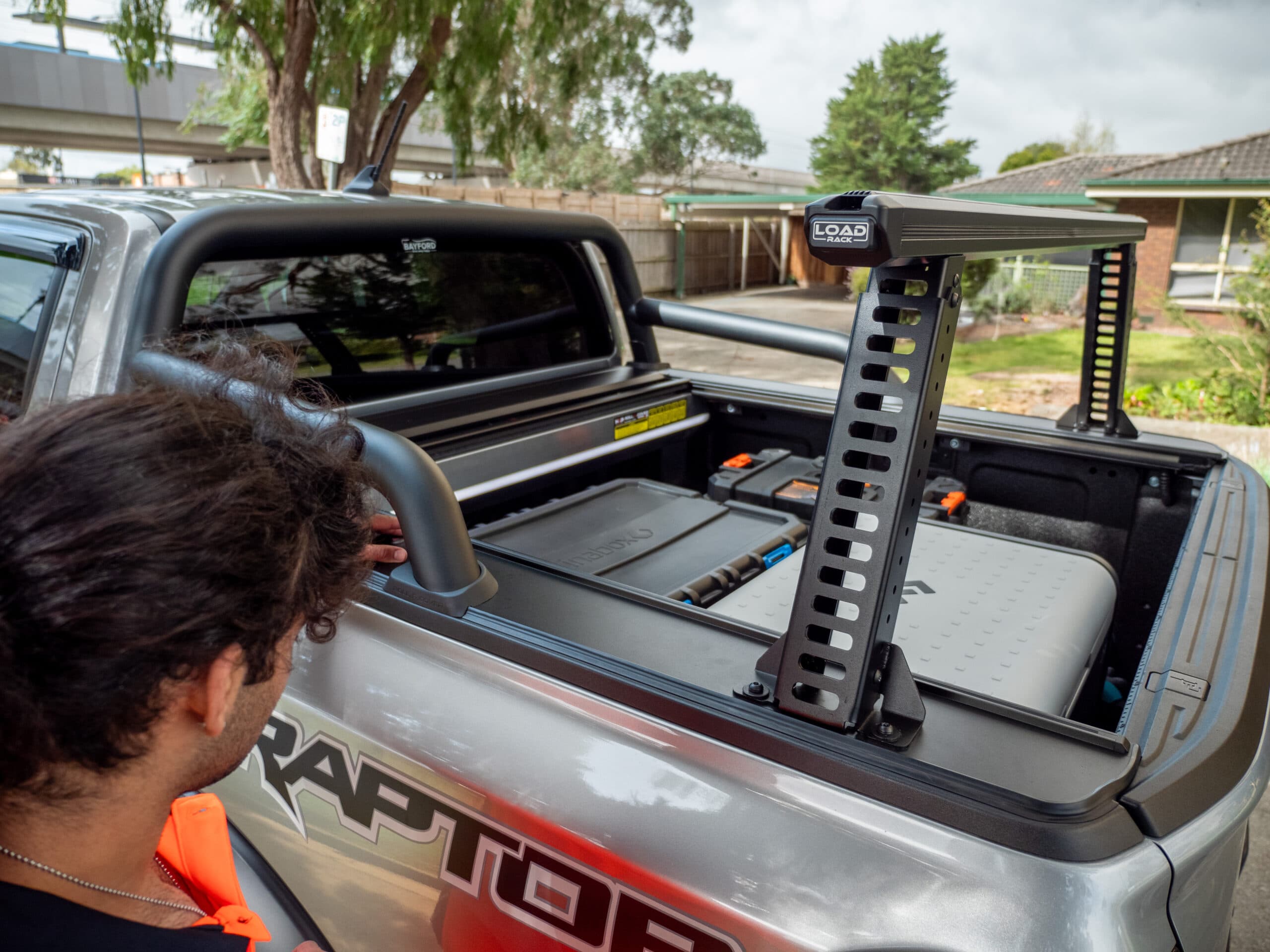 Ute Ladder Rack: Australian-made HSP Load Rack Pro mounted above the tub and carrying ladders