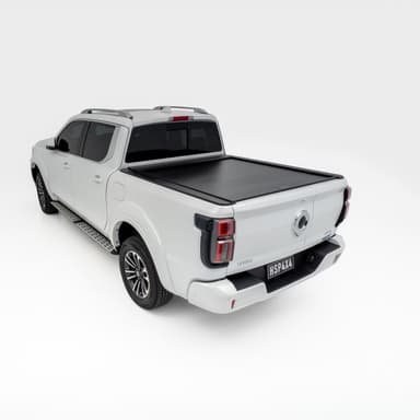 Cannon Alpha ute equipped with roller shutter, offering secure and weather-resistant tub coverage for trade and touring needs.
