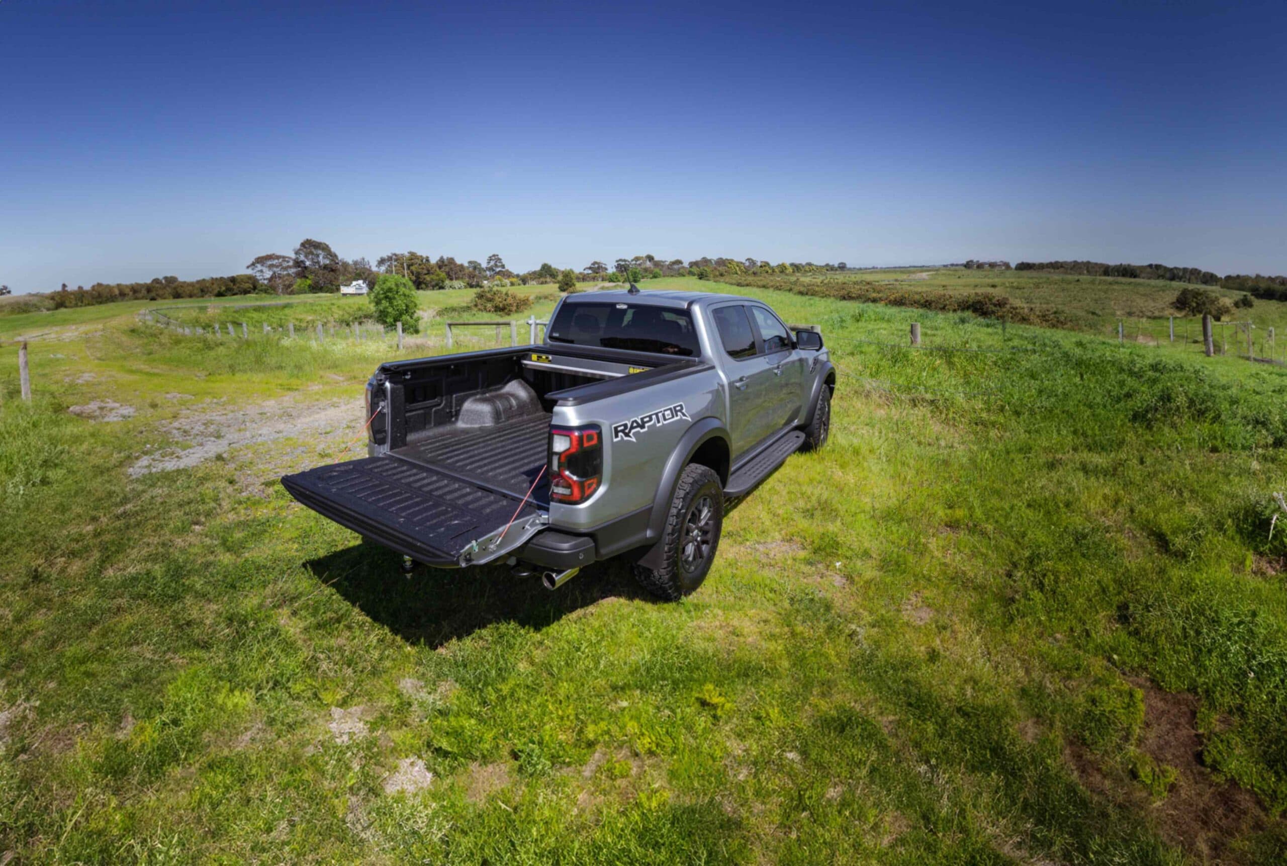 Ute Tray Slide: Australian-made HSP Load Slide extended from the tub for full cargo access