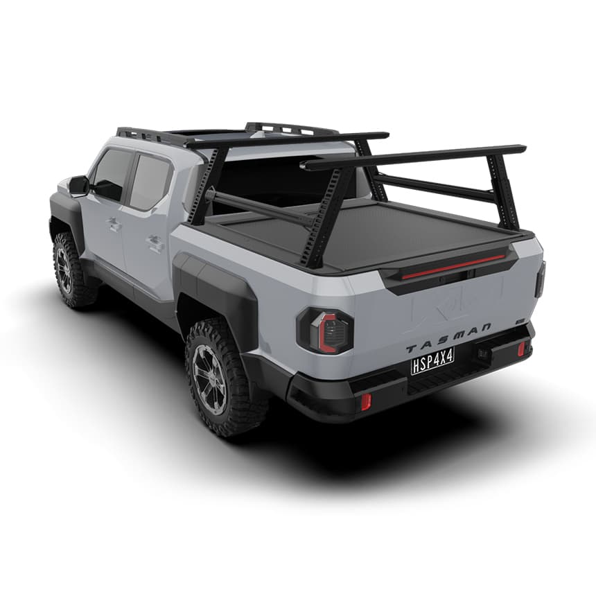Kia Tasman with HSP Electric Roller Cover and ladder rack – secure electric ute lid with integrated ladder carrying system