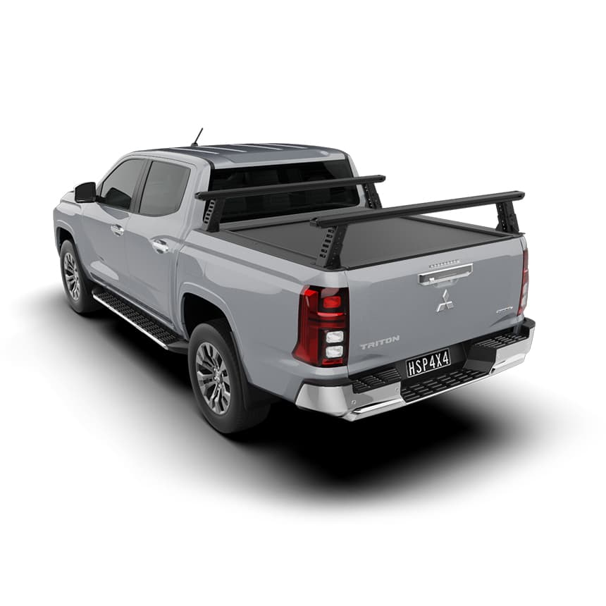 Mitsubishi Triton MV tub rack installed for touring, rooftop tent mounting, and worksite utility.