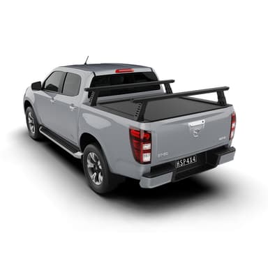 Mazda BT-50 tub rack mounted for rooftop tent support, touring accessories, and heavy-duty load carrying.