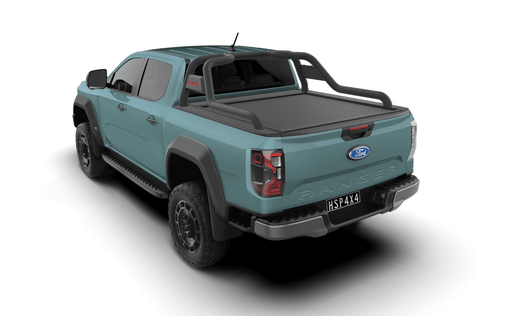 Ford Ranger Super Duty with HSP Electric Roller Cover and Armour Sports Bar – heavy-duty electric ute lid with rugged sports bar styling