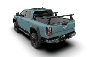 Ford Ranger Super Duty with HSP Electric Roller Cover and Tub Rack – versatile ute setup with secure tonneau and elevated rack system