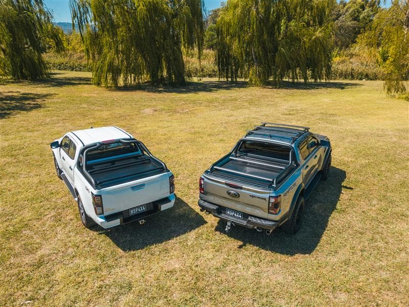 HSP Load Bar Showcase on Isuzu Dmax & Ford Ranger Raptor, fits with genuine sports bars & HSP Armour Sports bar