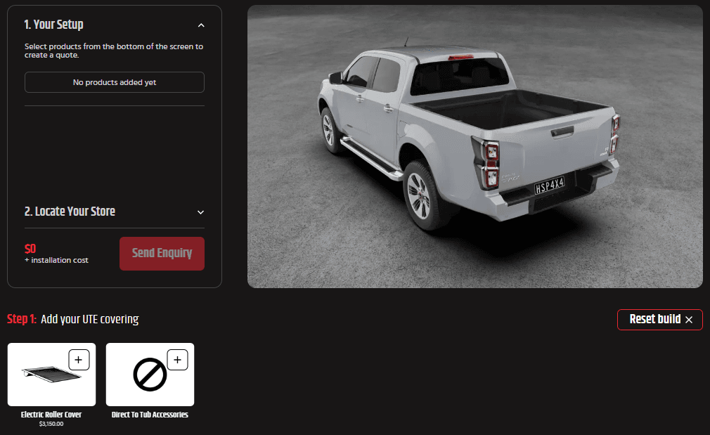 DMAX 3D Builder Showcase and example of how users can use our interactive builder to fit out their Isuzu's.
