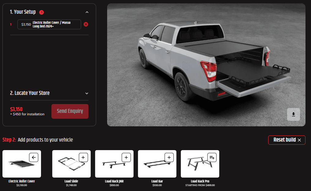 Ssangyong Musso Roller Shutter: HSP Roll R Cover closed over the ute tub on a dual cab