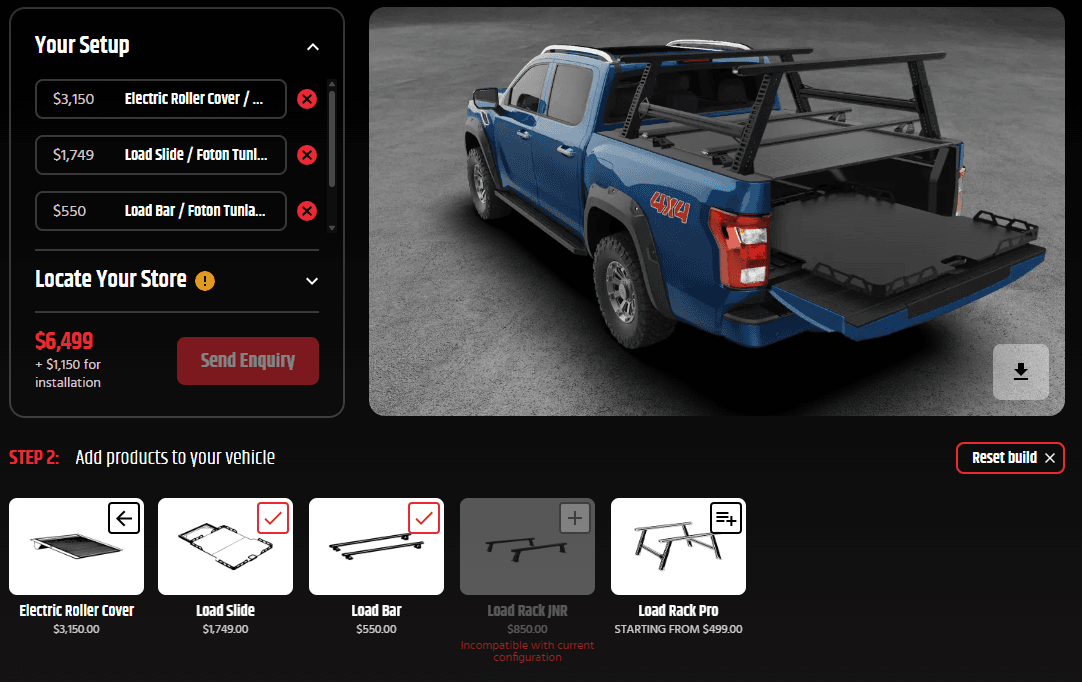 Foton Tunland Tailgate Central Locking: HSP Tail Lock fitted to the tailgate for secure locking