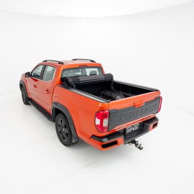 HSP Roll Mate manual roll-up cover open showing full tub access on LDV T60