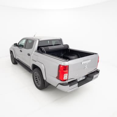 HSP Roll Mate manual roll-up cover open showing full tub access on Triton MV
