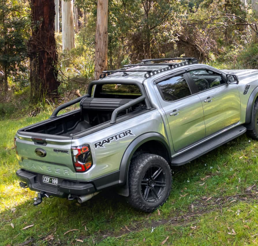 HSP Roll R Cover closed on a Ford Ranger Raptor dual cab, shown from above
