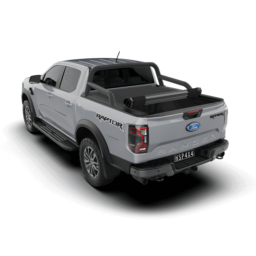 Ute Tonneau Cover: Australian-made HSP Roll Mate closed over the ute tub on a dual cab, with the HSP Armour Bar sports bar