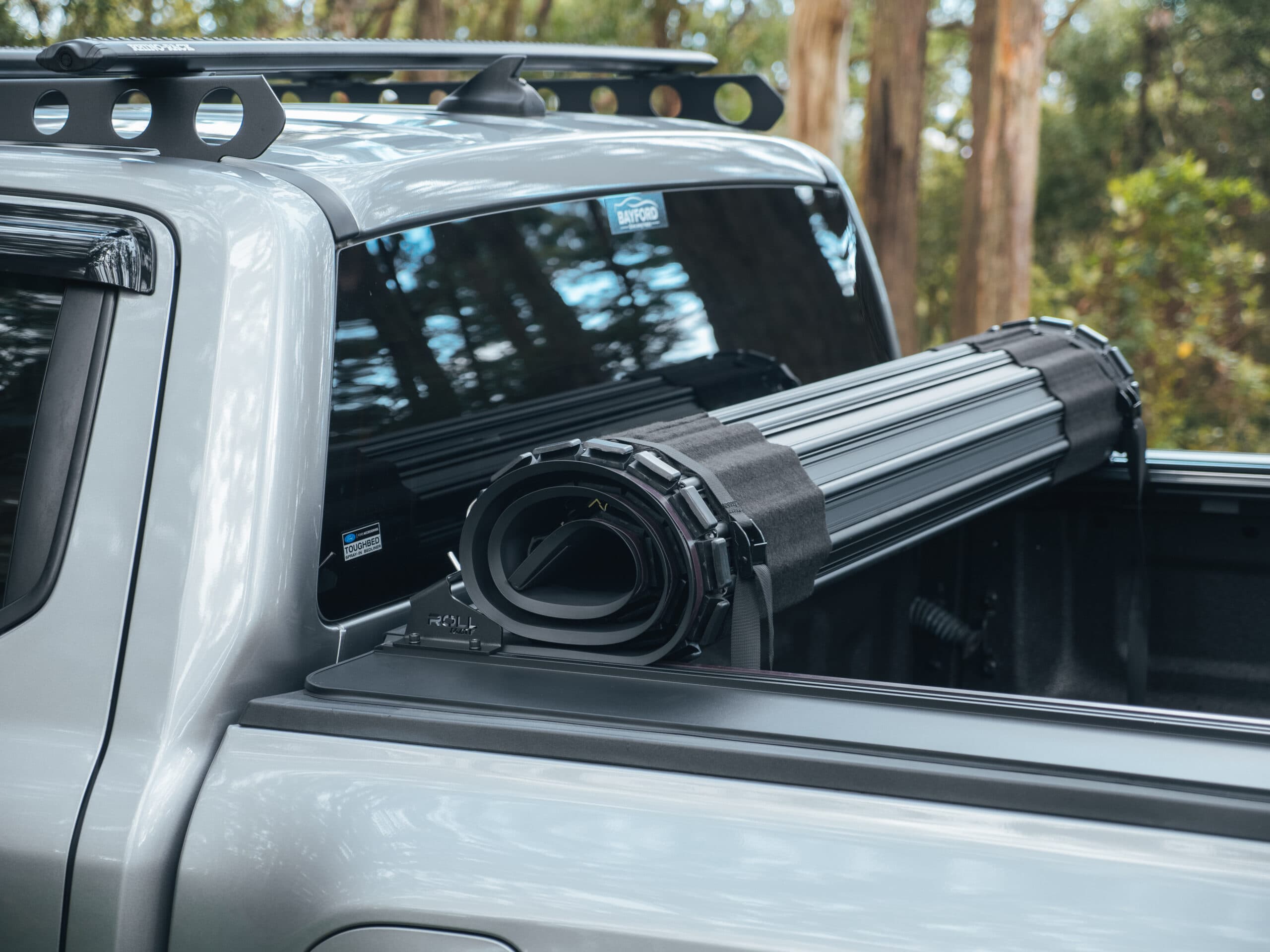 Ford Ranger Tonneau Cover: HSP Roll Mate closed over the ute tub on a dual cab