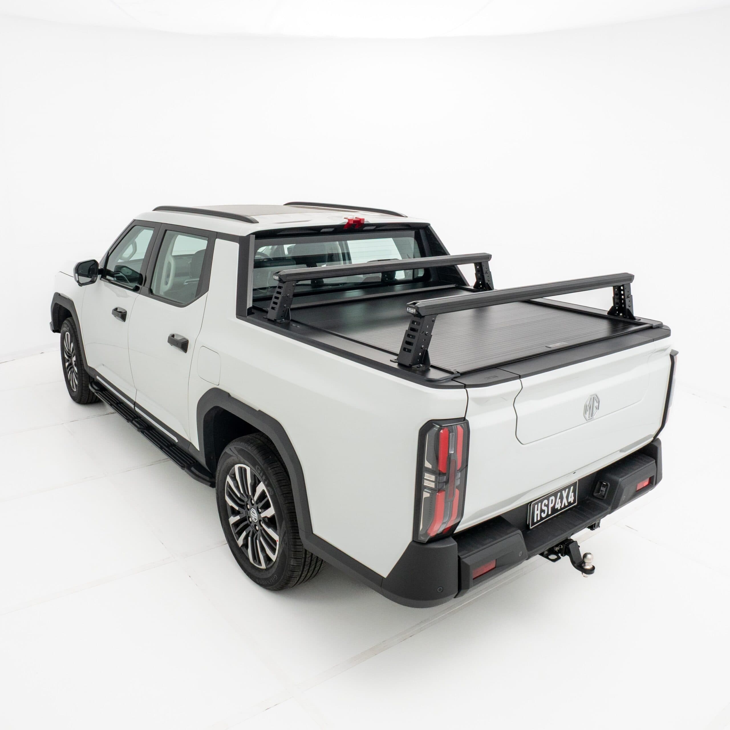MG U9 Tub Rack: HSP Load Rack JNR mounted to the tub and carrying gear, three-quarter view