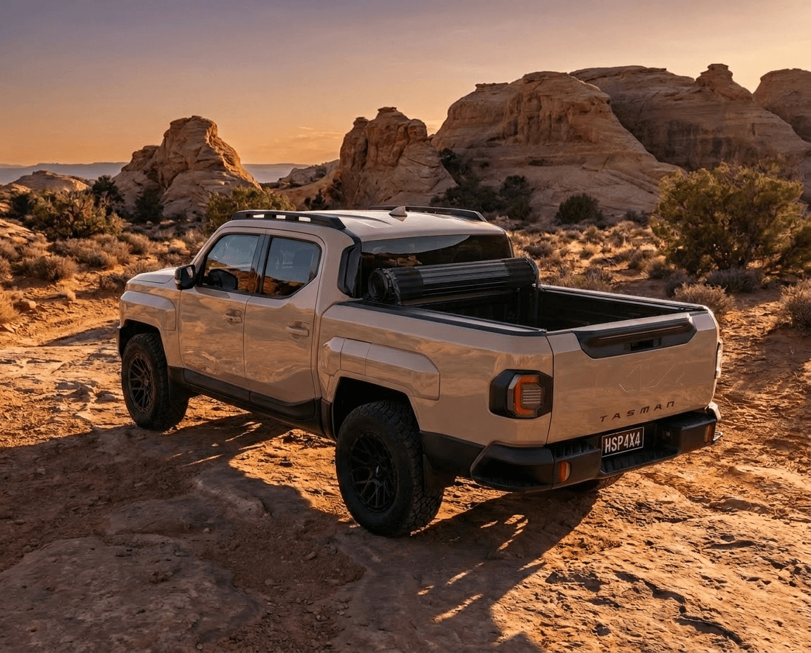 Kia Tasman Tonneau Cover: HSP Roll Mate closed over the ute tub on a dual cab