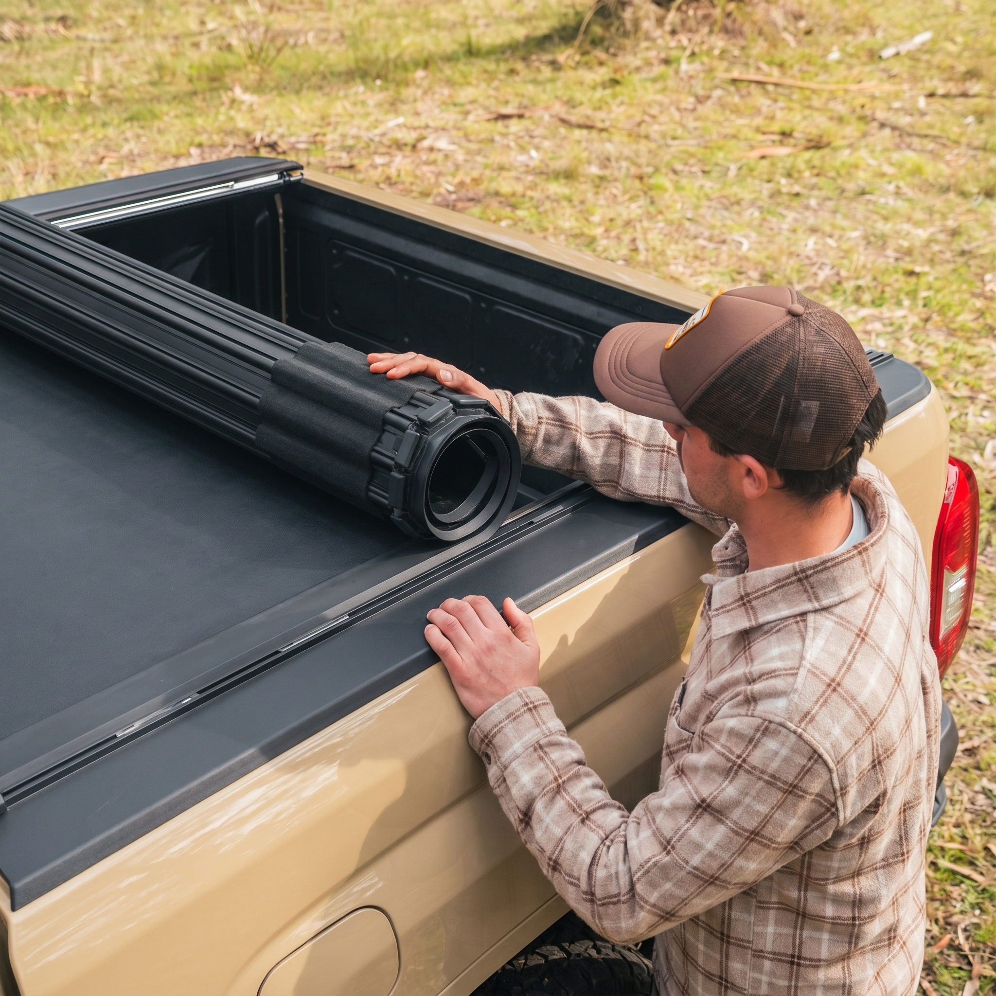 Ute Tonneau Cover for Kia utes: HSP Roll Mate closed over the ute tub on a dual cab