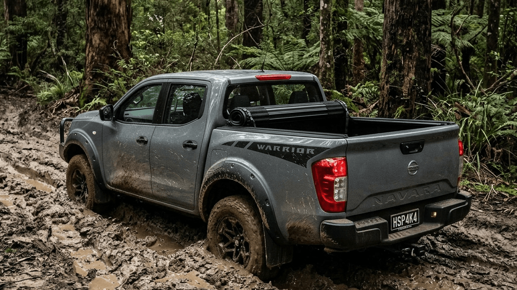 Navara Tonneau Cover: HSP Roll Mate closed over the ute tub on a dual cab