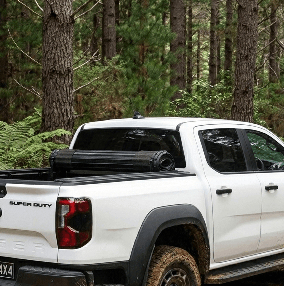 Ford Ranger Tonneau Cover: HSP Roll Mate closed over the ute tub on a dual cab on a Ford Ranger Super Duty