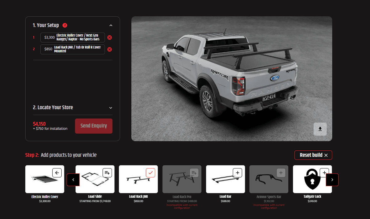 Next Gen Ford Ranger & Raptor Tub Rack | HSP Load Rack JNR